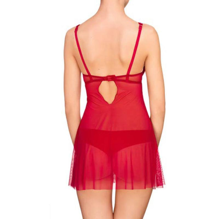 Sexy Sheer Plunge Babydoll Laumelle Red Kiss