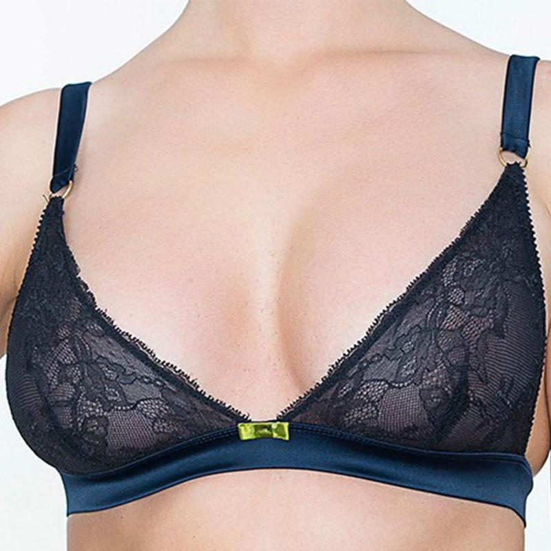 Sexy Sheer Triangle Bra Addition Nouvelle Effrontee Black Navy