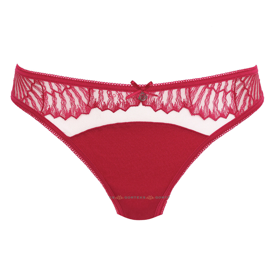 Low Rise Semi Sheer Thong Panty Red Lingerie Lavinia Lingerie