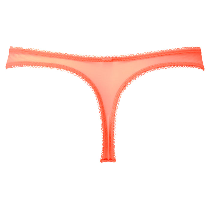Sheer Lace Thong Panty Gossard Superboost Neon Coral back view