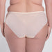 Plus Size Sheer Mesh Tulle Embroidered Brief Panty Beige Lingerie back view